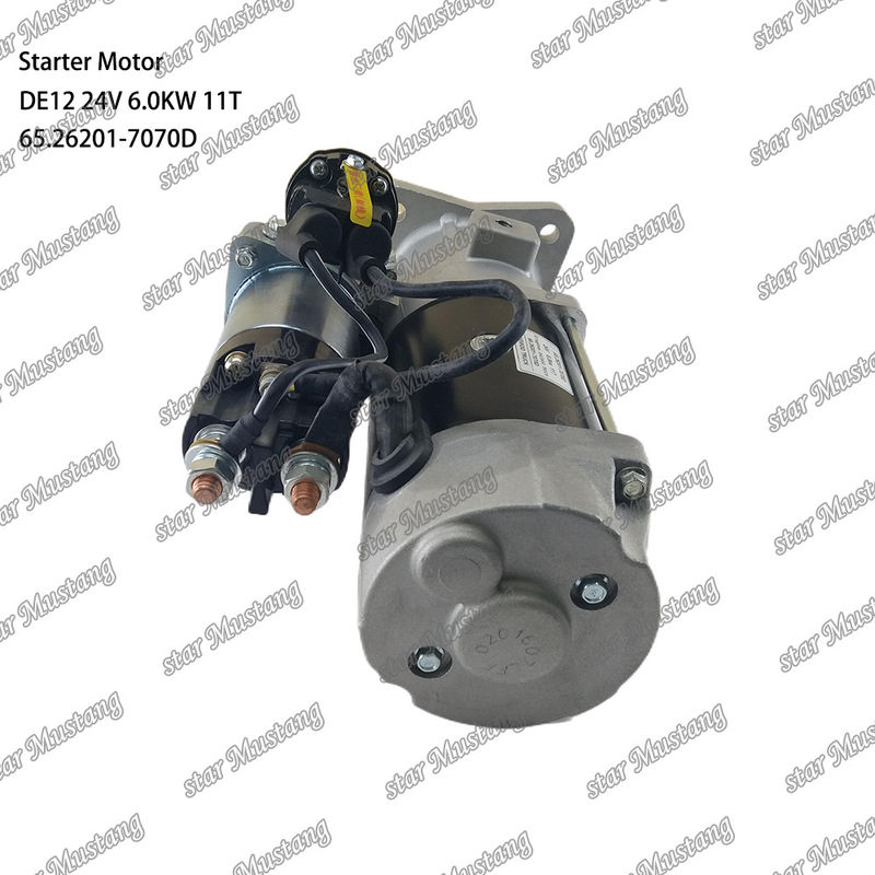 DE12 Motor Starter Motoru 24V 6.0KW 11T 65.26201-7070D DOOSAN DAEWOO motor yedek parçaları için