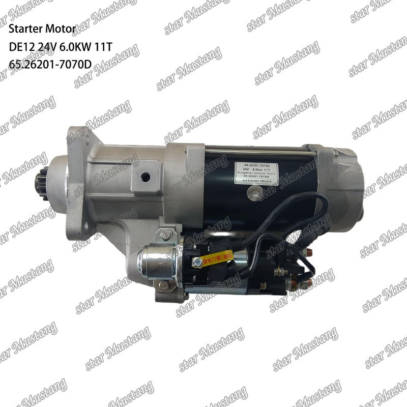 DE12 Motor Starter Motoru 24V 6.0KW 11T 65.26201-7070D DOOSAN DAEWOO motor yedek parçaları için