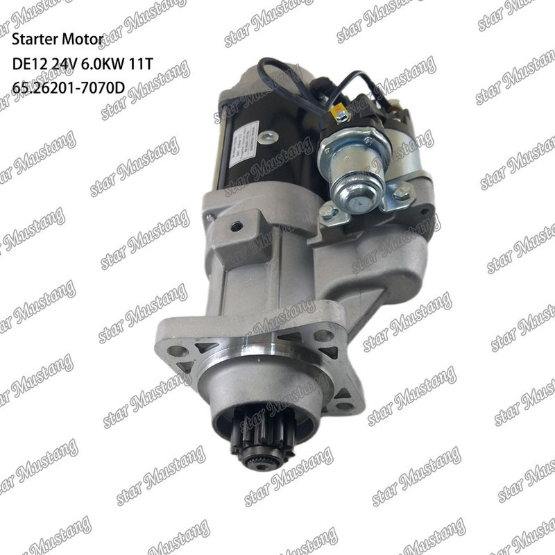 DE12 Motor Starter Motoru 24V 6.0KW 11T 65.26201-7070D DOOSAN DAEWOO motor yedek parçaları için