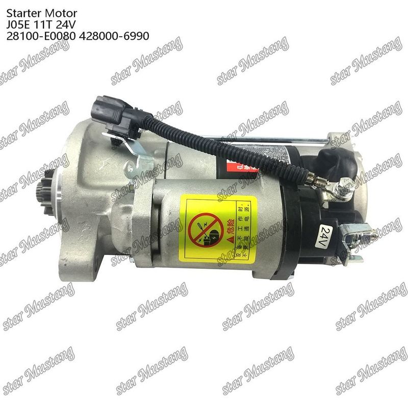 J05E Motor Starter Motoru 11T 24V 28100-E0080 428000-6990 HINO motor yedek parçaları için